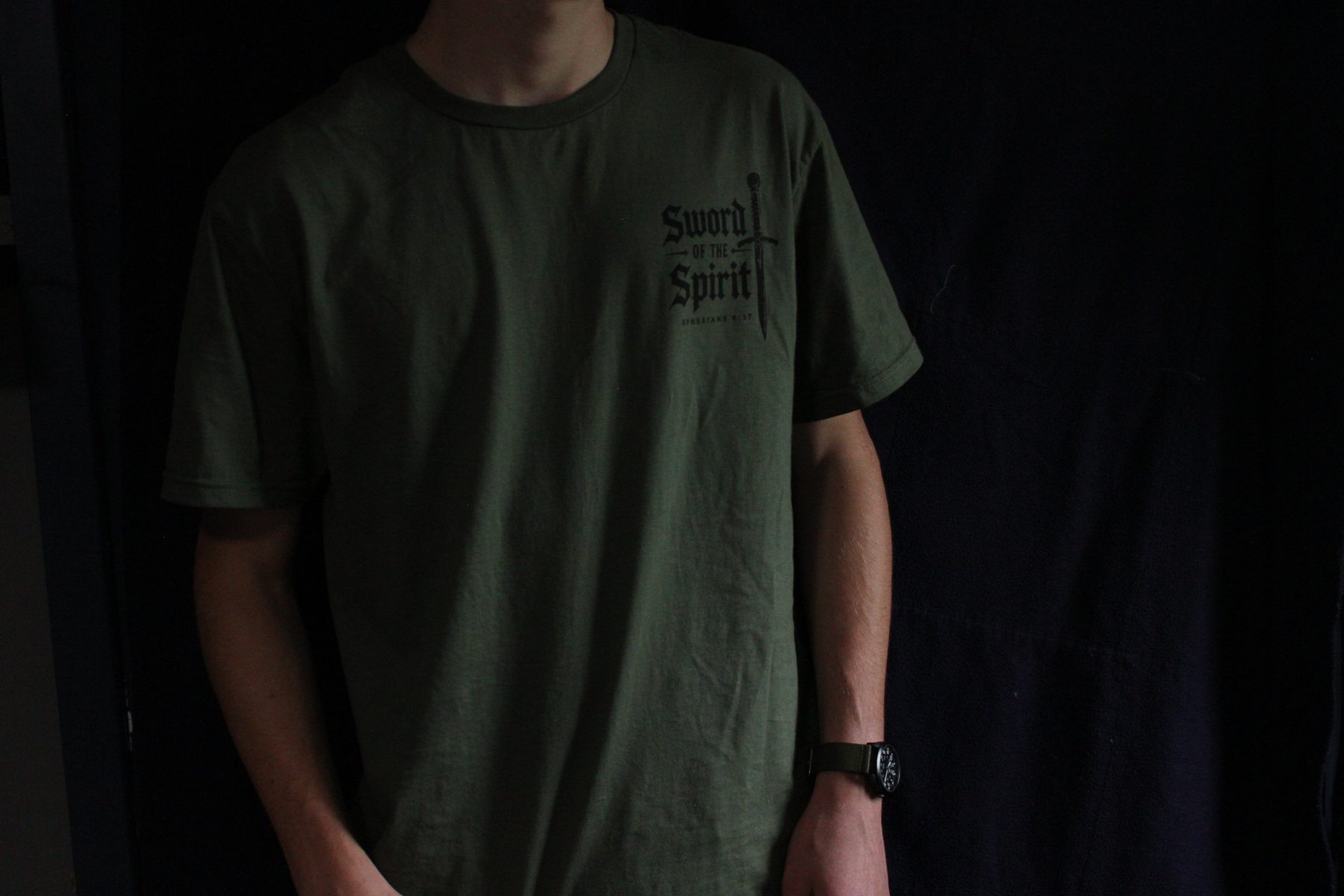 Sword of the Spirit tee, front chest print