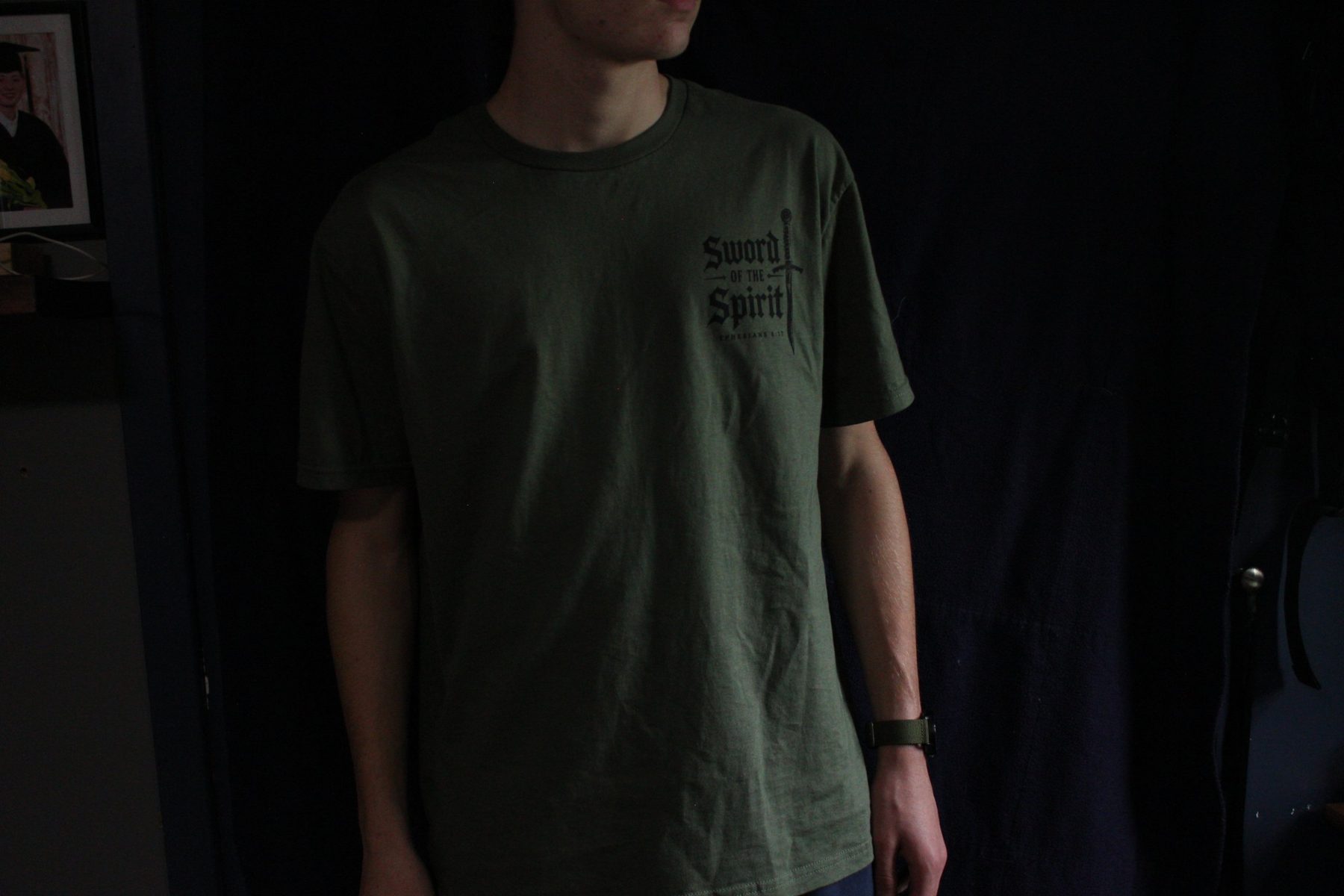 Sword of the Spirit tee, front chest print