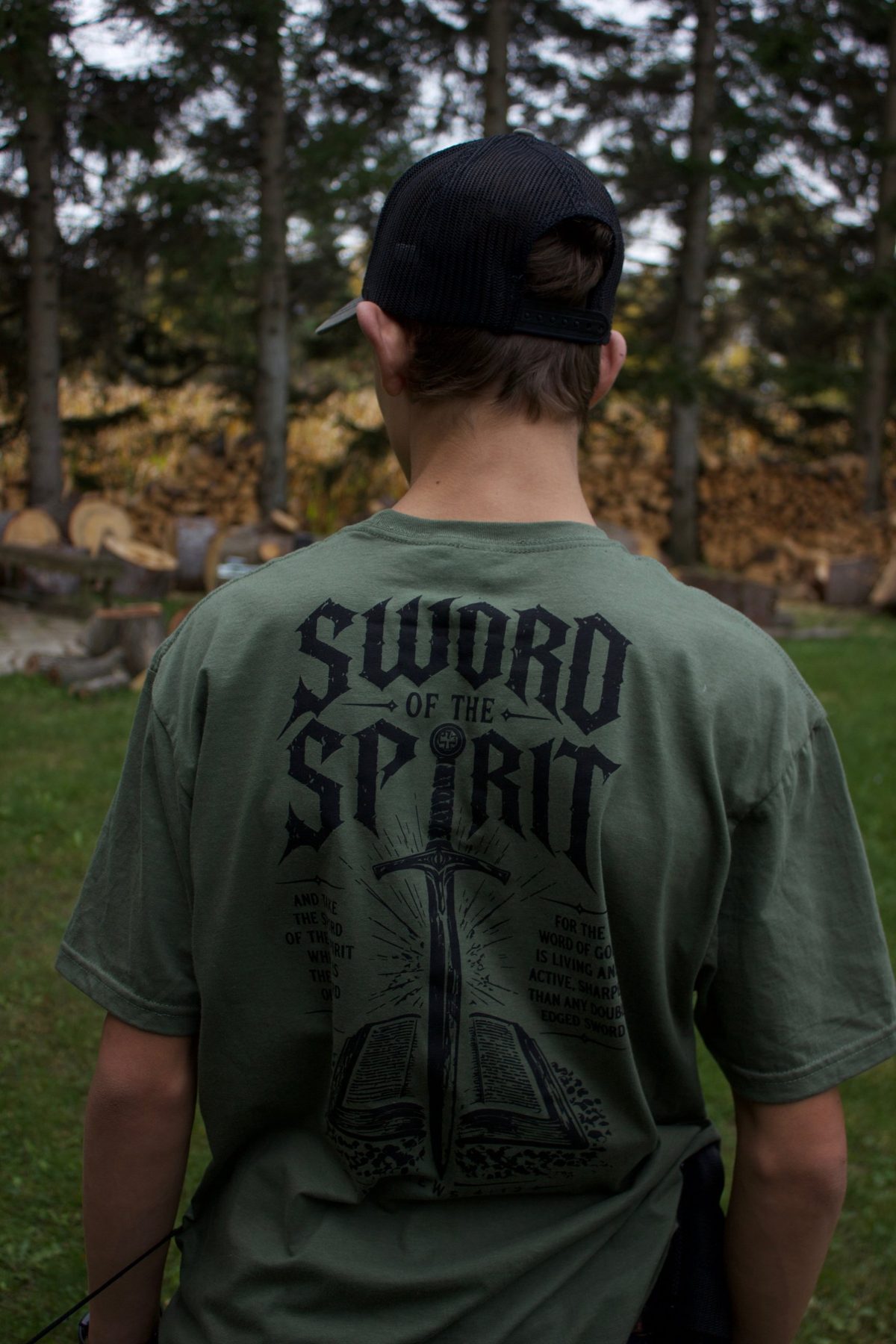 Close-up of the back print