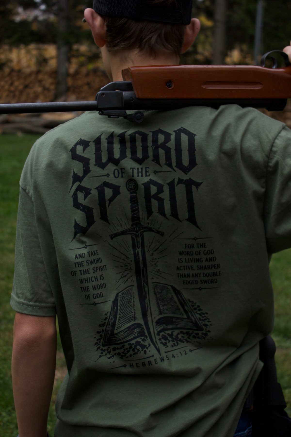 Close-up of the back print
